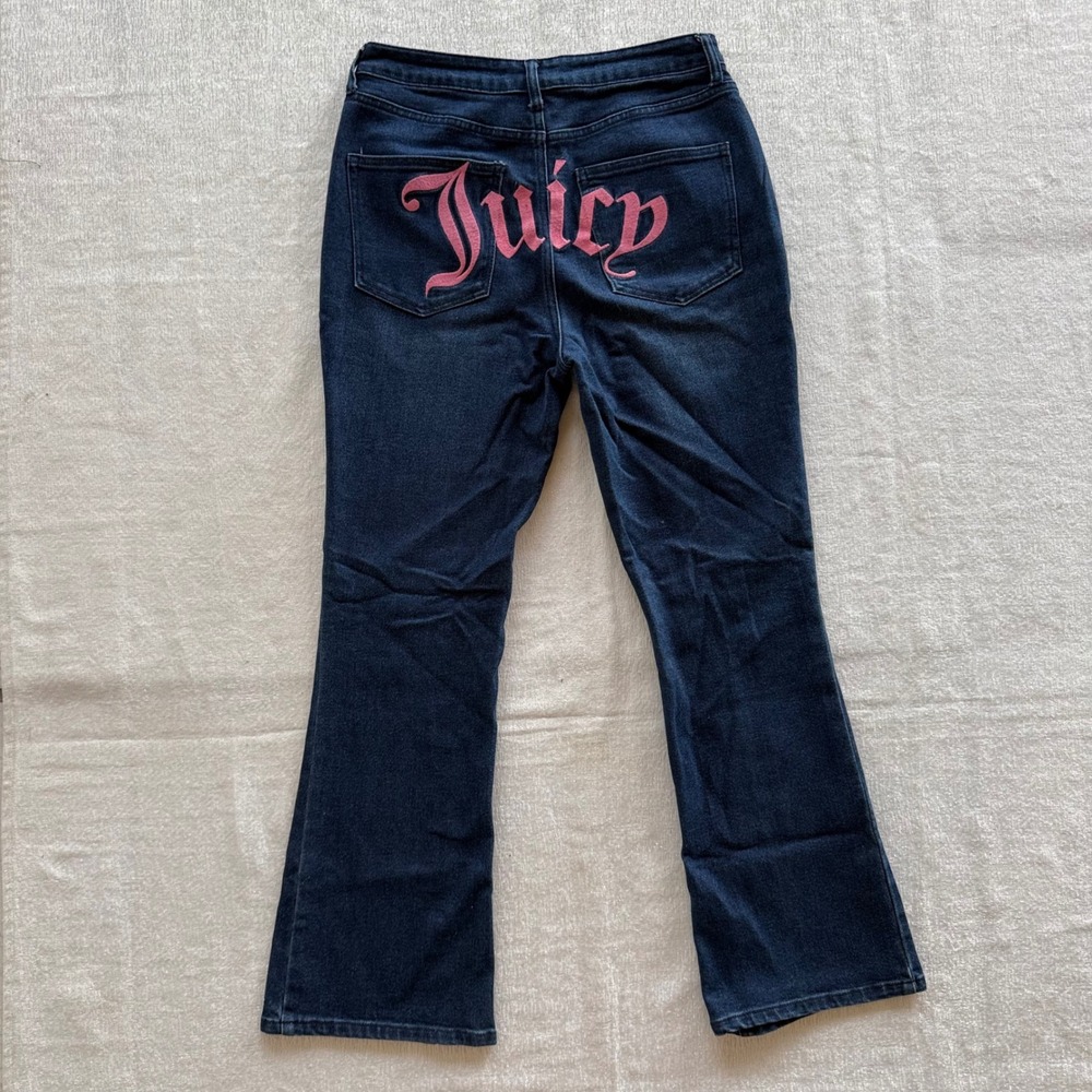 Juicy Couture Lunita Jeans Womens Size 10 Dark Wash Bootcut Pink Logo Y2K